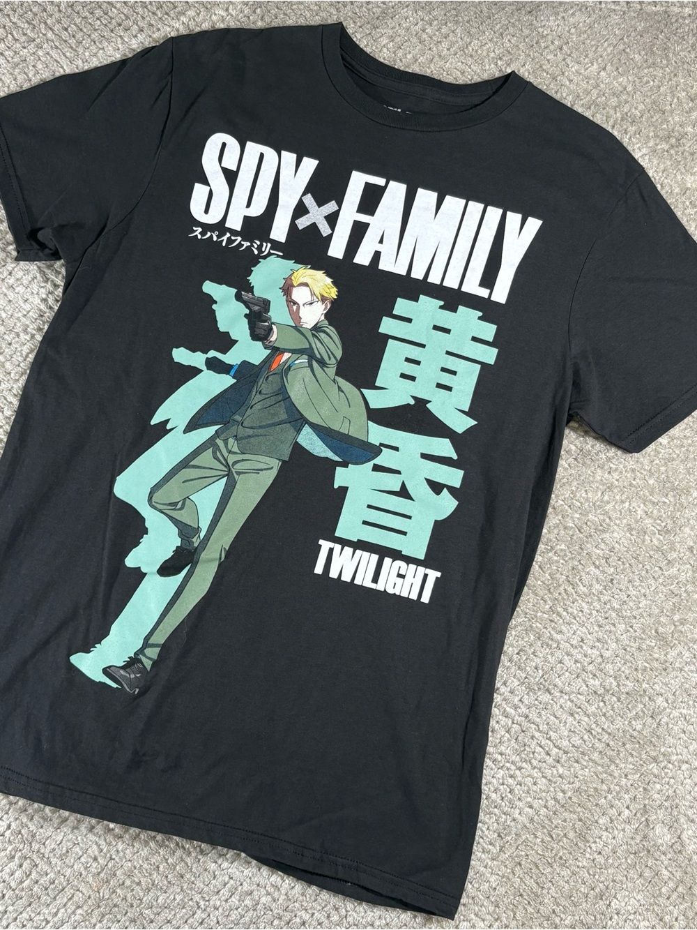 SPY x FAMILY Anime Graphic Logo Crew Neck Short Sleeve Tee Sz Medium